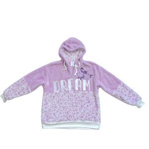 Disney Minnie Mouse 1/2 Zip Hoodie Soft Size L pink‎ Minnie 'Dream Animal Print